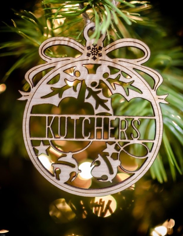 Personalized wooden Christmas ornament made by Select Works